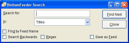 BottomFeeder search window.
