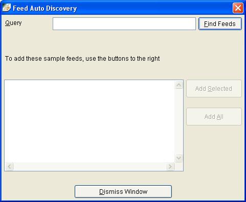 Feed auto-discovery window.