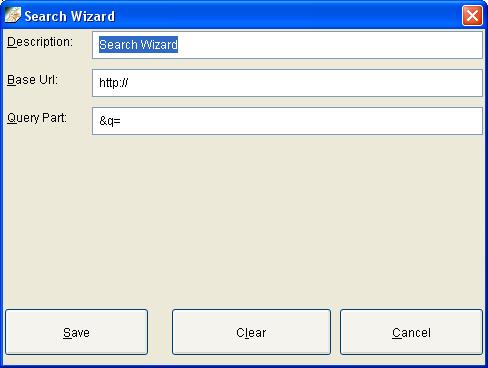 Search wizard window.