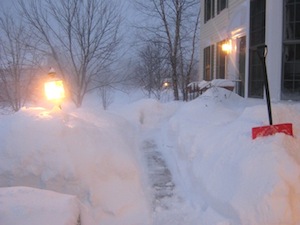 Snow at dusk