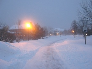 Snow at dusk