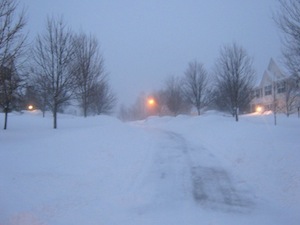 Snow at dusk