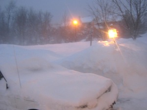 Snow at dusk